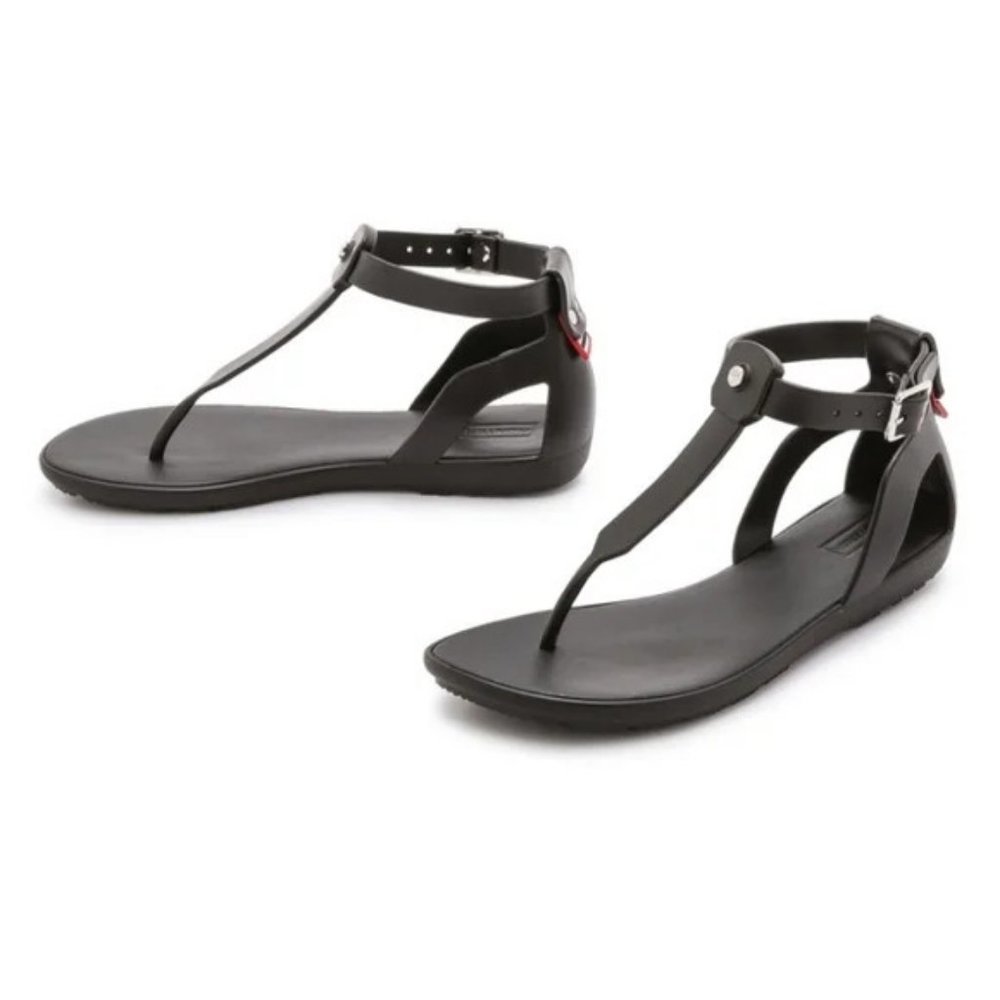 Hunter Original T-Bar Black Jelly Sandals US 10 UK 8